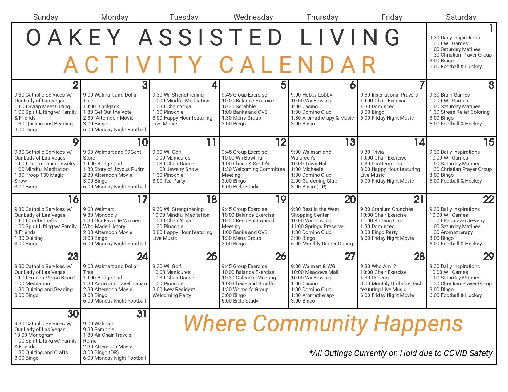 Activities - Oakey Assisted Living & Memory Care - Engaging Senior