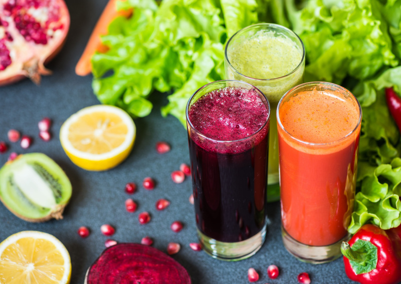 Healthy drinks being displayed as part of Gastroparesis liquid diet.