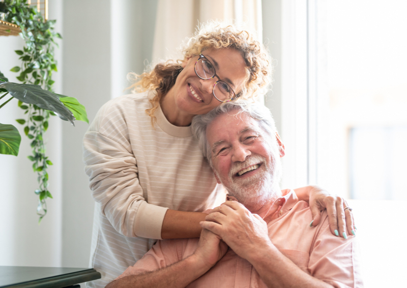 A pair of seniors in assisted living.