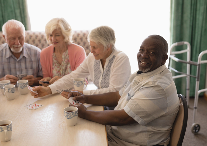 Happy seniors in a Las Vegas independent living home.