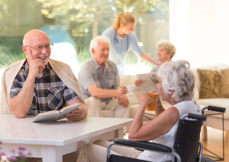 Happy seniors in a Nevada assisted living home.