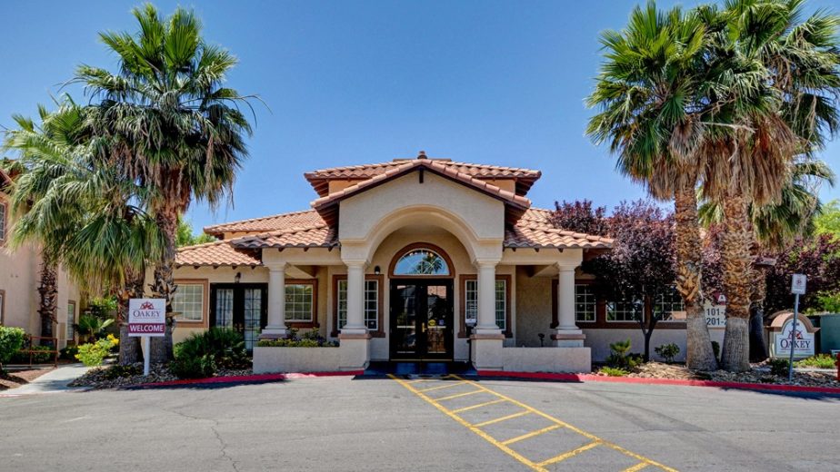 Front entrance to Las Vegas assisted living community Oakey Assisted Living & Memory Care.