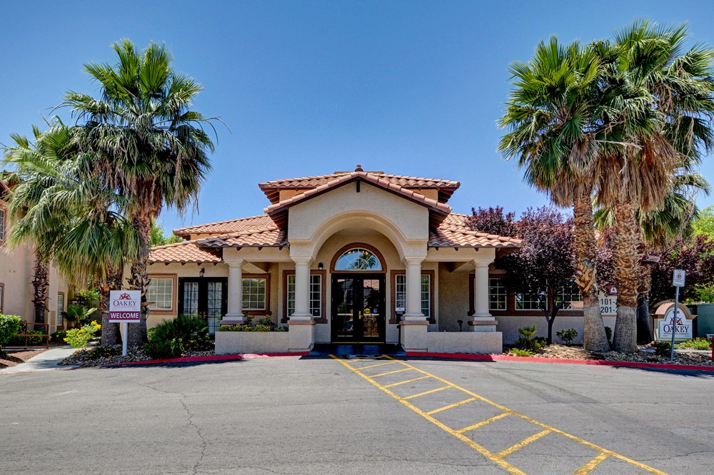 Front entrance to Las Vegas assisted living community Oakey Assisted Living & Memory Care.
