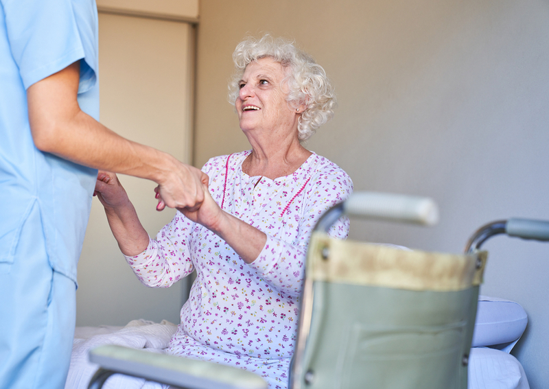 A senior in assisted living.